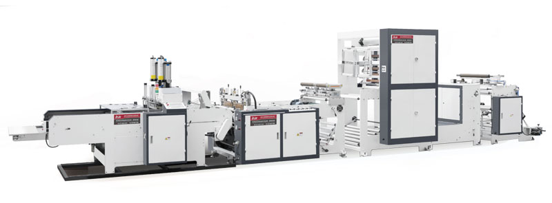 Automatic 2 Lines Plastic Carry Bag Making Machine With Hot Slitting and Side Gusseting Unit