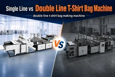 double line t-shirt bag making machine illustration