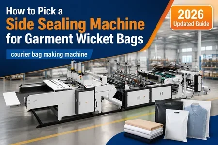 courier bag making machine illustration